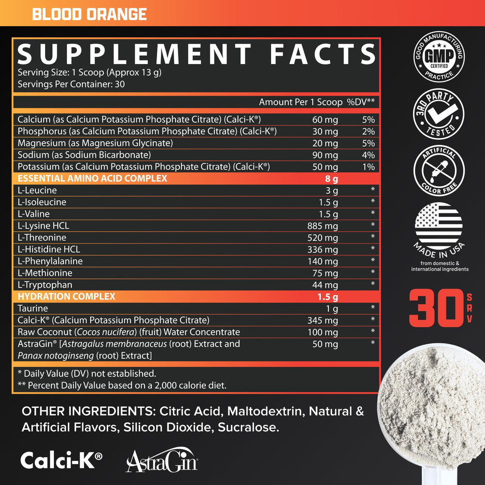 Nutrex Research EAA Hydration orange-flavor image suggests refreshing post-workout option