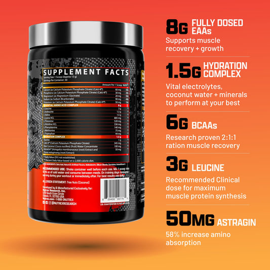 Nutrex Research EAA Hydration scoop-dispense highlights precise serving for recovery and endurance
