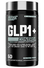 Nutrex Research GLP-1 bottle with cap closed for convenient, stimulant-free appetite support.