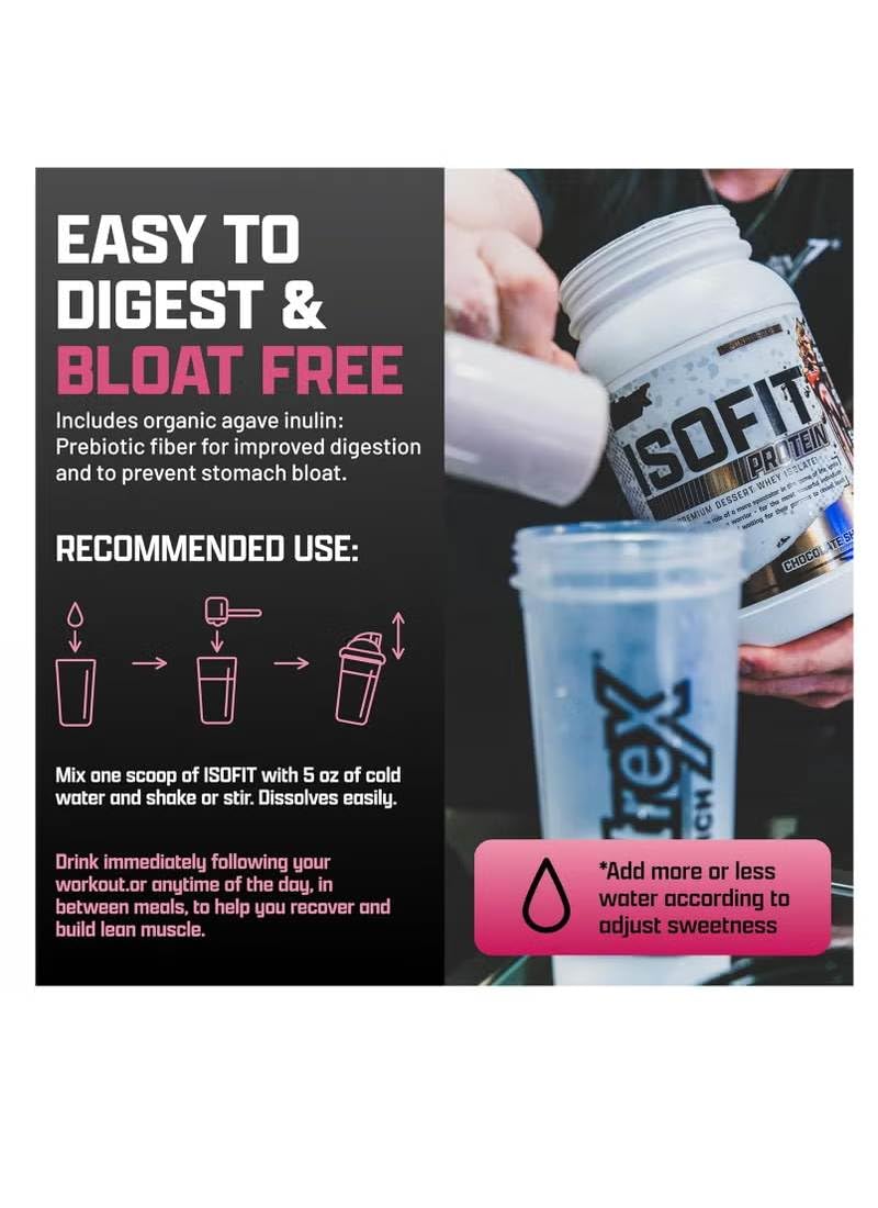 Nutrex IsoFit shaker with gym bag suggests on-the-go protein for workouts.