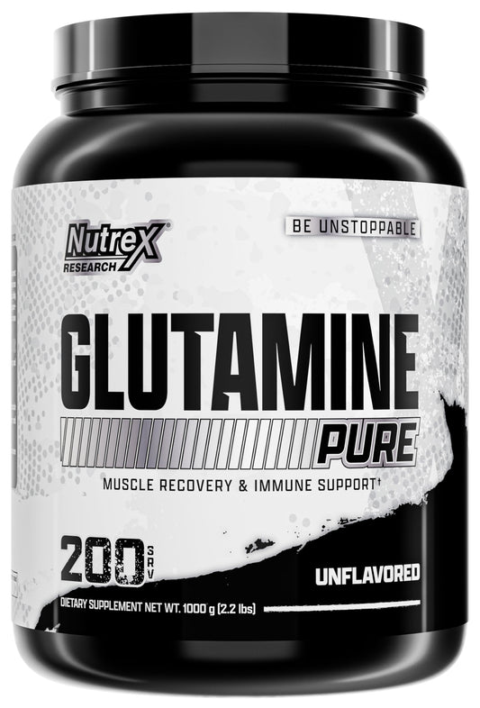 Nutrex Research L-Glutamine Powder bottle for pure recovery support.