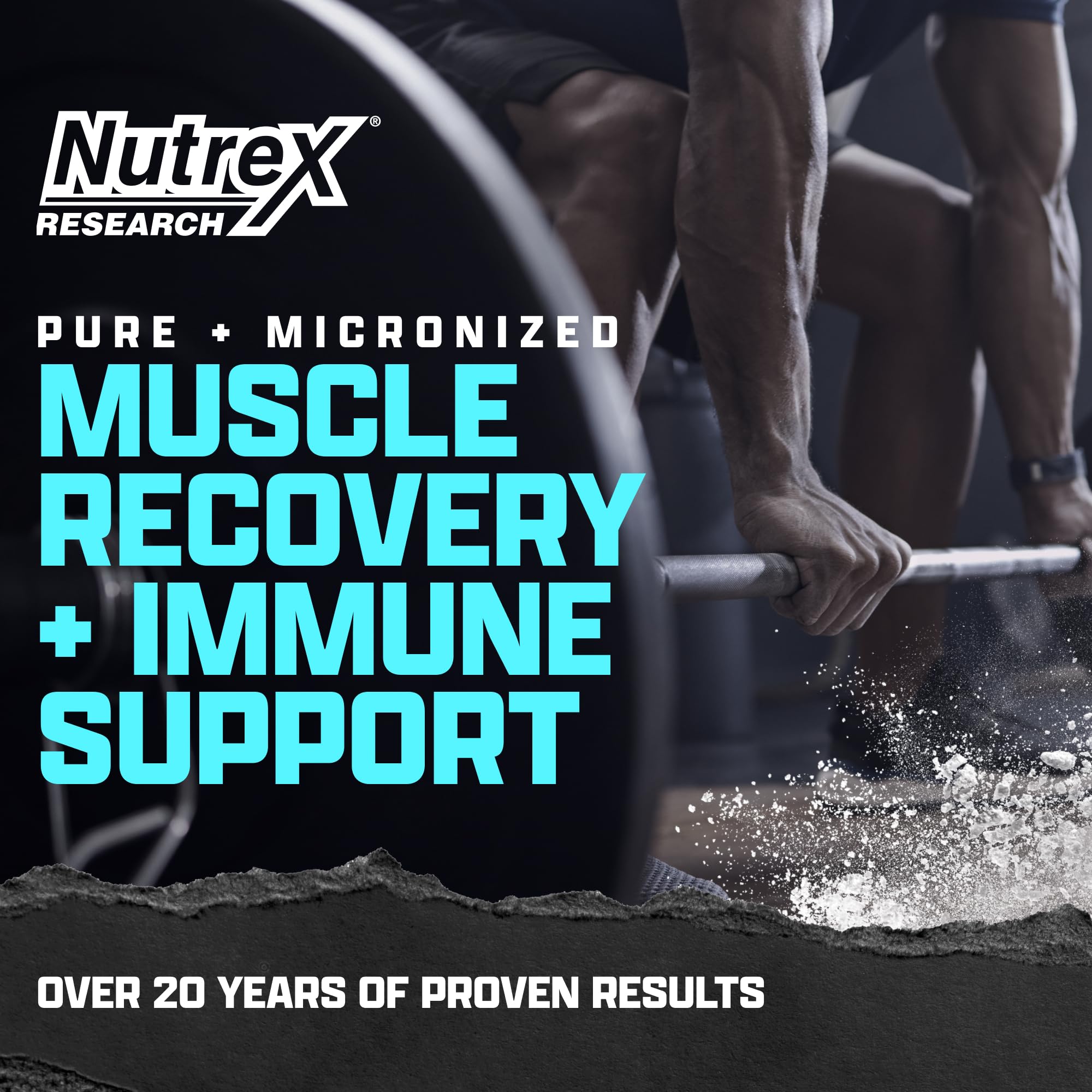 Nutrex Research L-Glutamine unflavored powder blends with any shake.