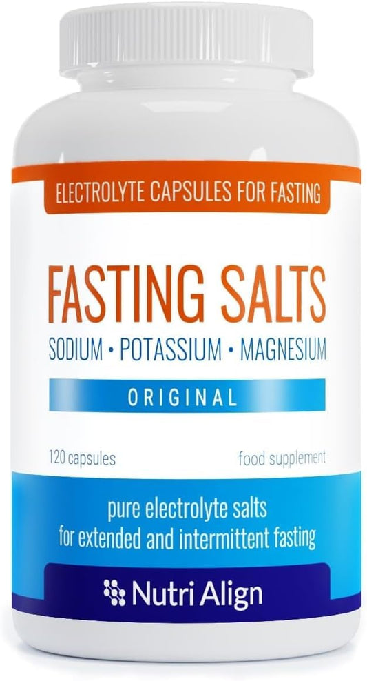 Nutri-Align Fasting Salts bottle front showing packaging for fasting support.