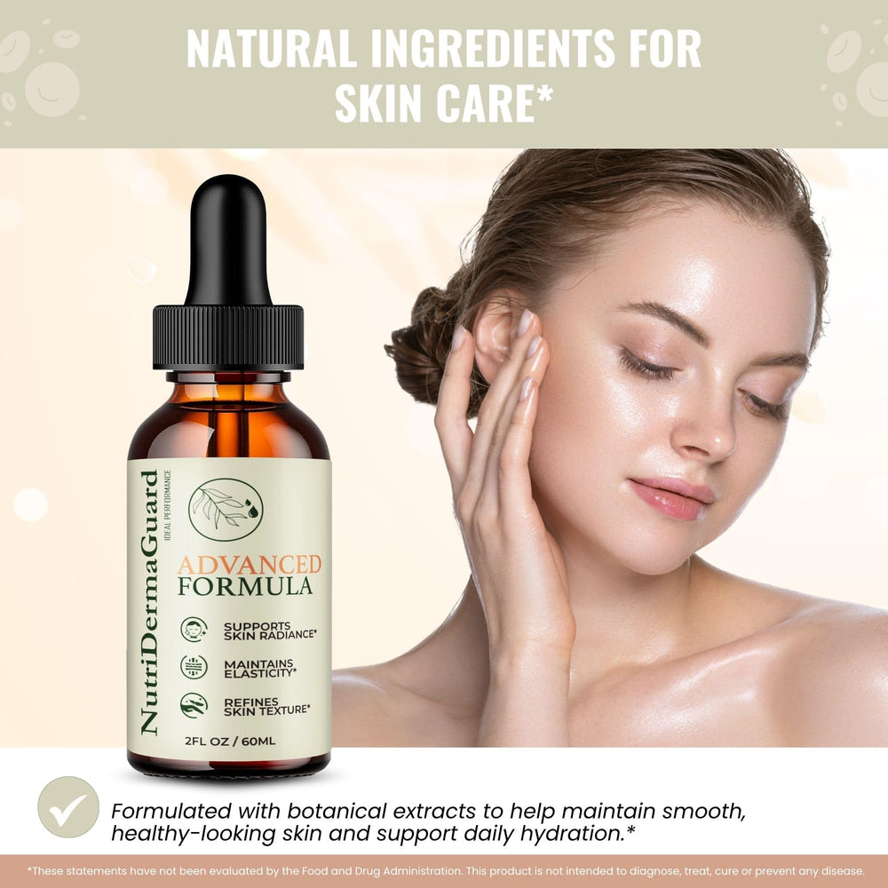 Nutri Derma Guard Drops in a skincare routine setup for daily care.