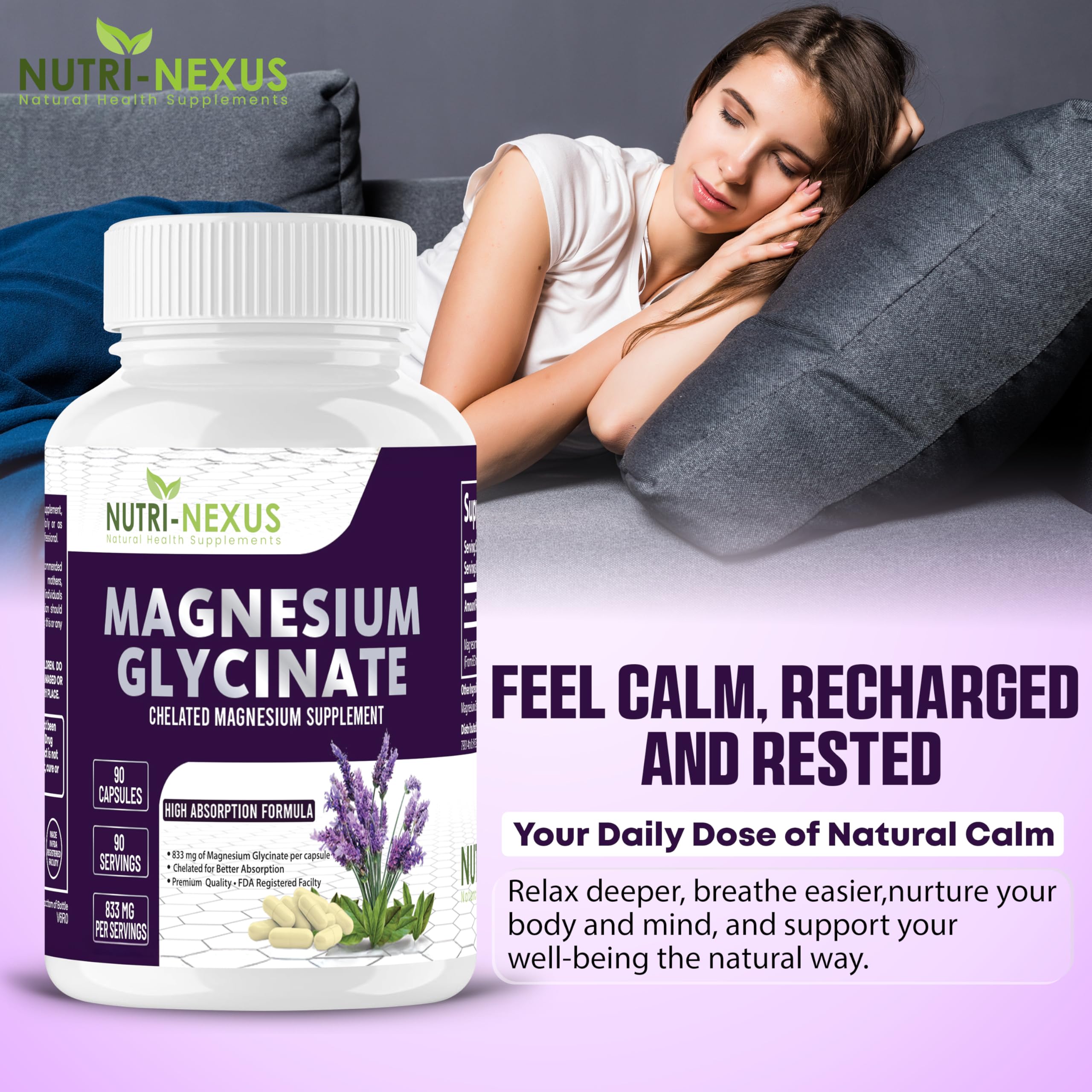 Nutri-Nexus Magnesium Glycinate 833mg dosing scoop ready for everyday supplementation.
