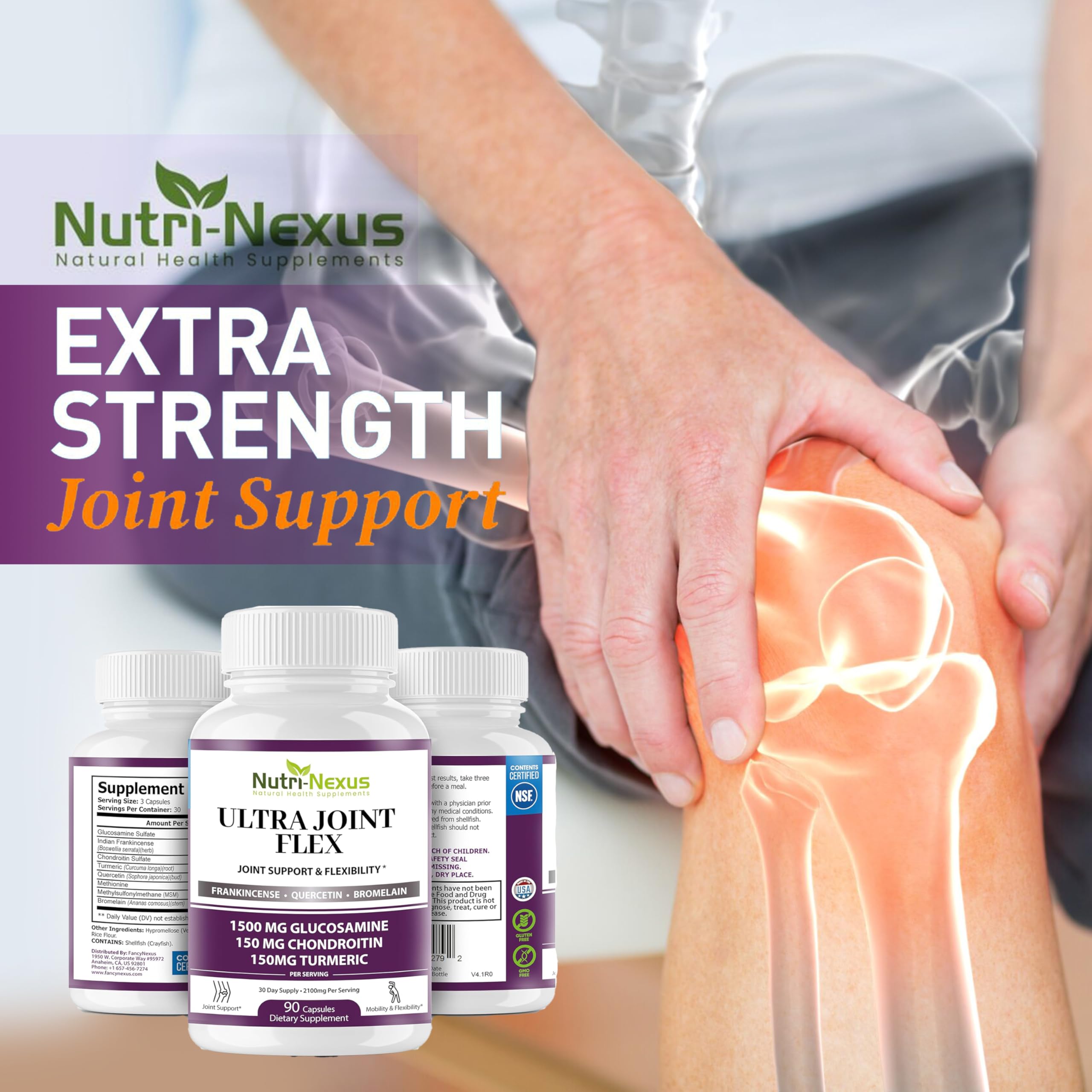 NUTRI-NEXUS Ultra Joint Flex capsules close-up for easy supplementation.