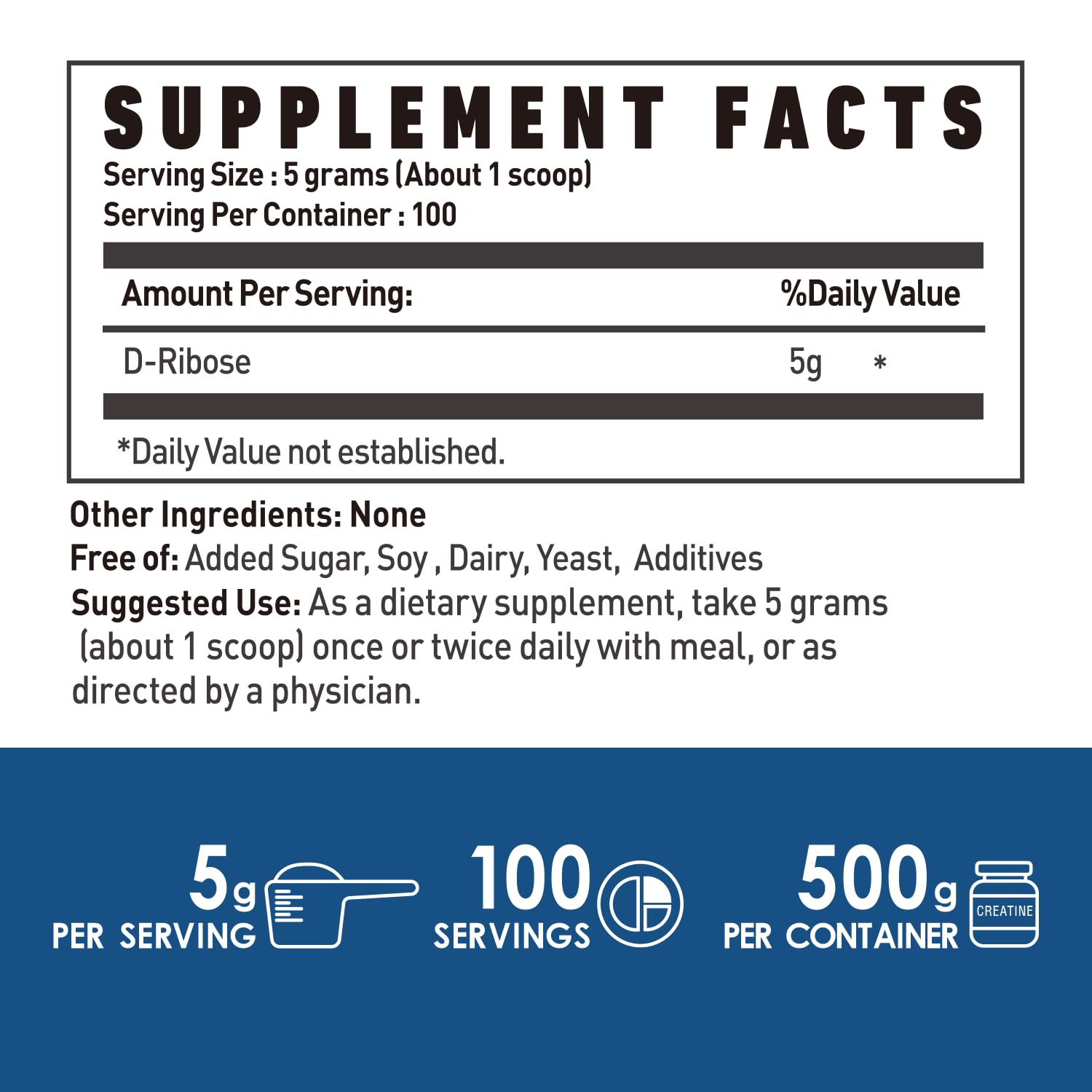 NUTRI POTENTIA D-Ribose powder jar for convenient daily use.