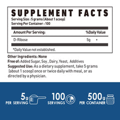 NUTRI POTENTIA D-Ribose powder jar for convenient daily use.