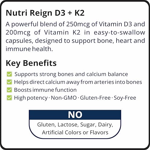 Nutri Reign D3 + K2 label front close-up highlighting vitamin mix.