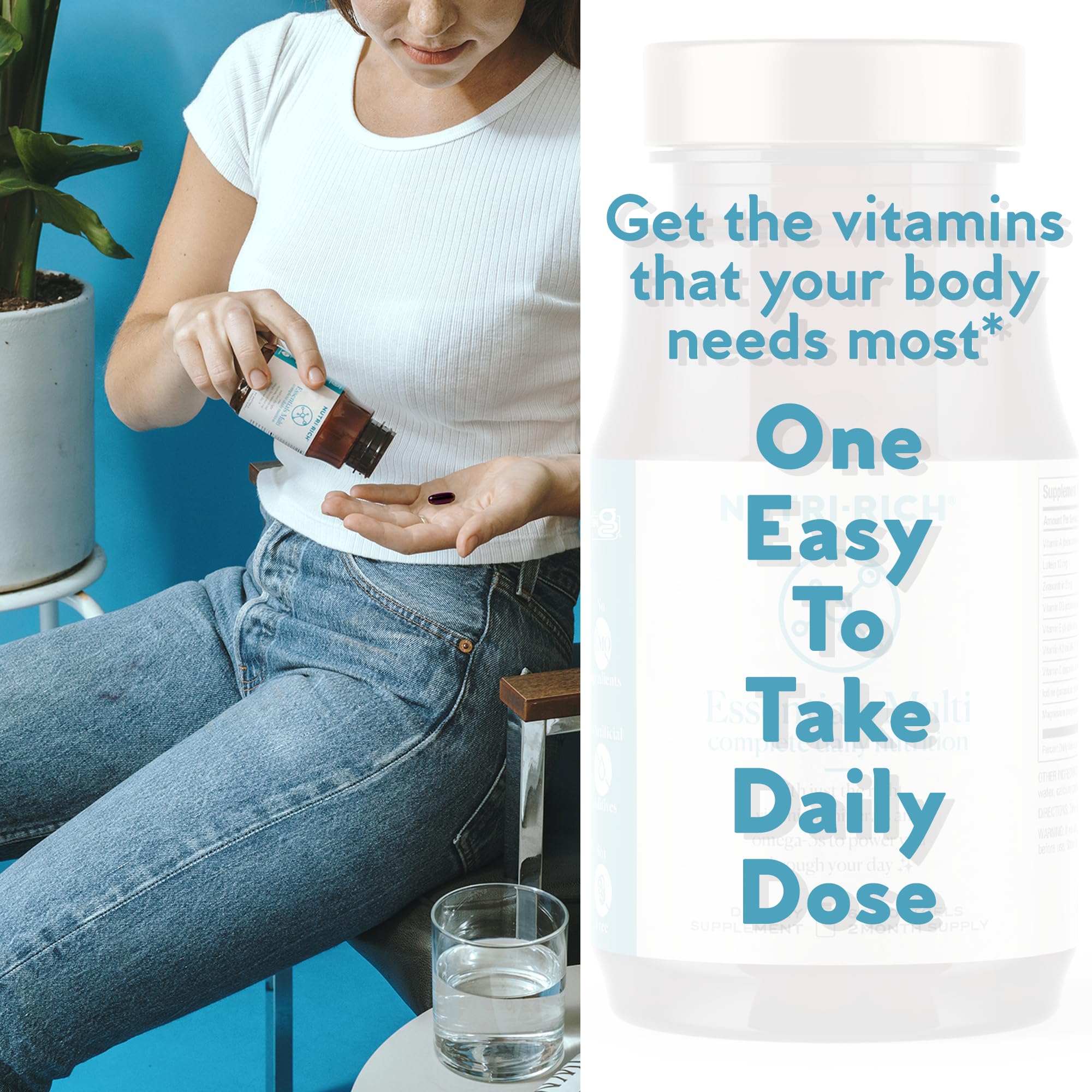 Gluten-free and non-GMO label detail on Nutri-Rich Essentials Multi