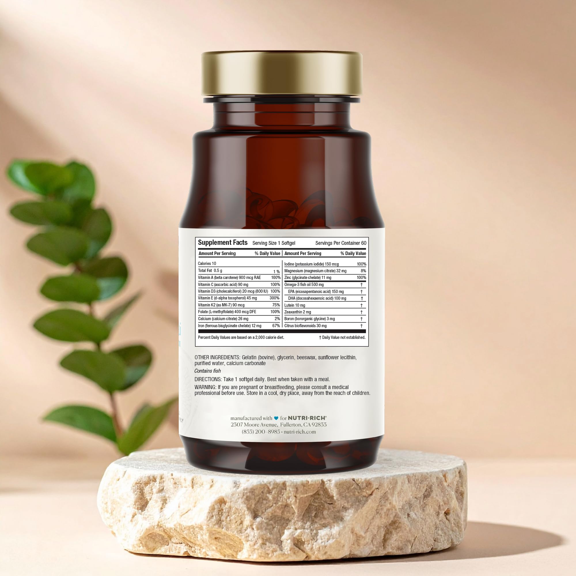 Omega-3 content visual for Nutri-Rich Essentials Multi from sustainable cod oil