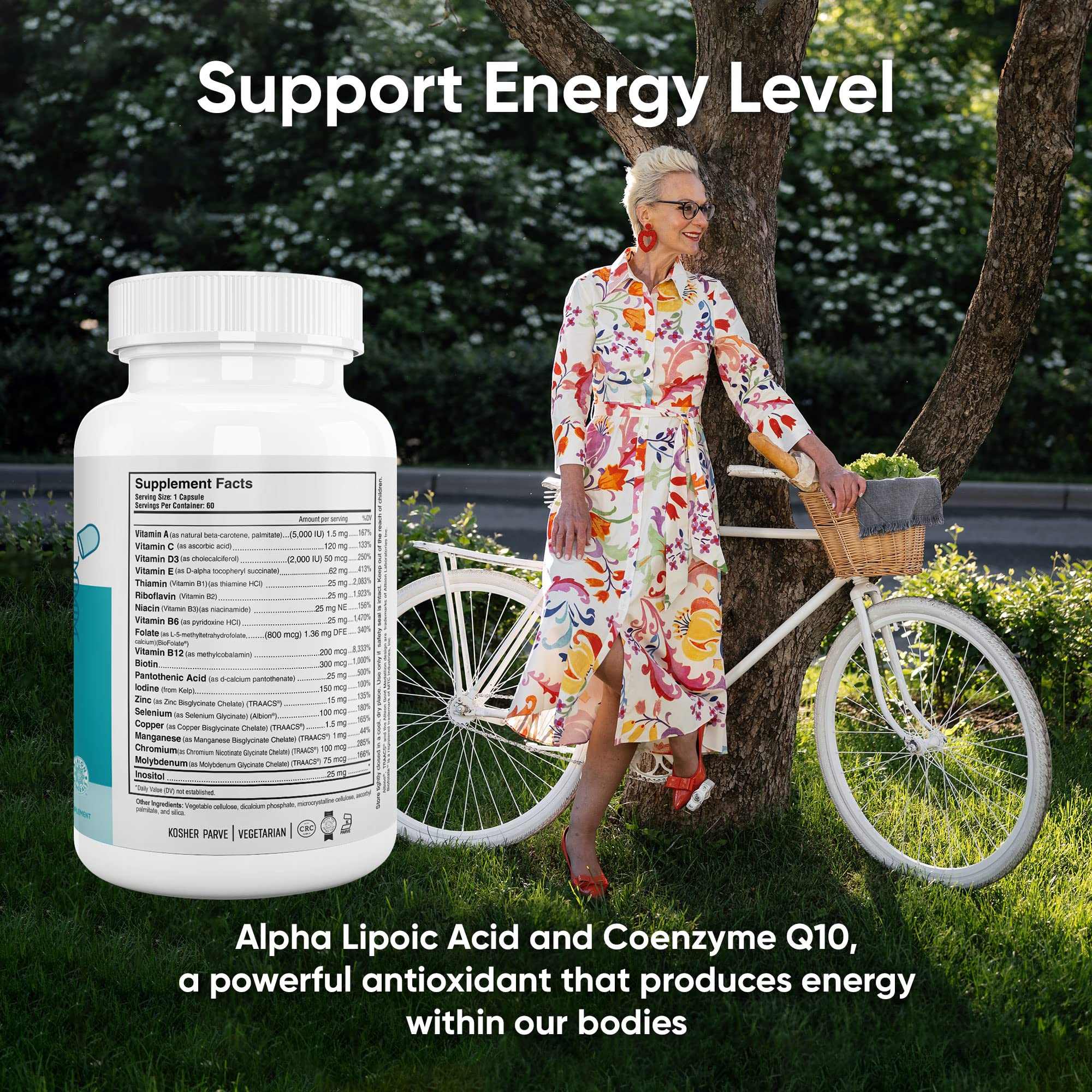 Nutri-Supreme Active 50 Plus capsules indicate a vegetarian-friendly formula.