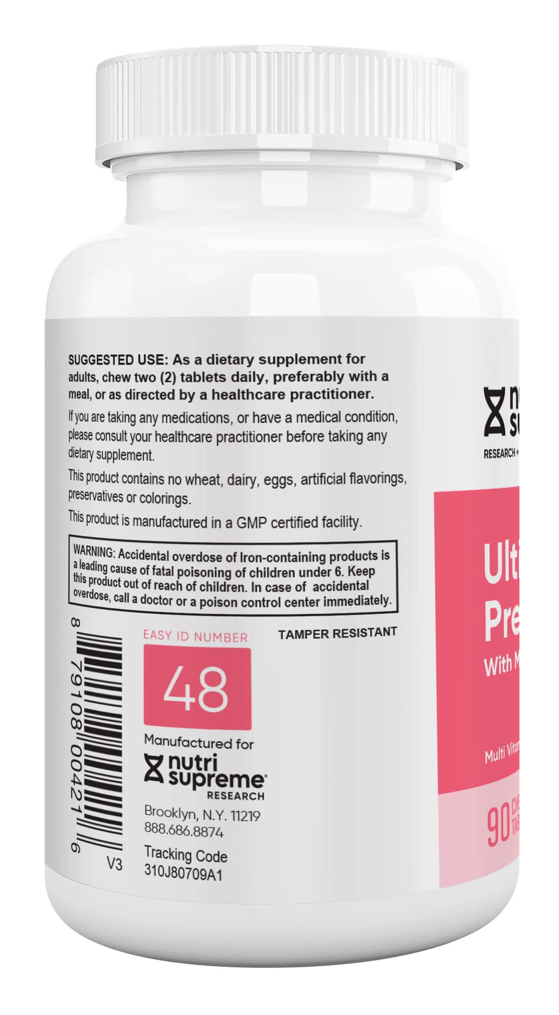 Nutri Supreme Prenatal cherry flavor chew with easy chewing for daily use.