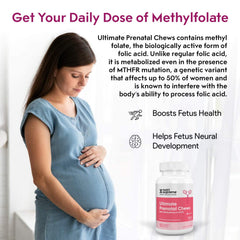 Nutri Supreme Prenatal methyl folate label emphasizes high-absorption folate benefits.
