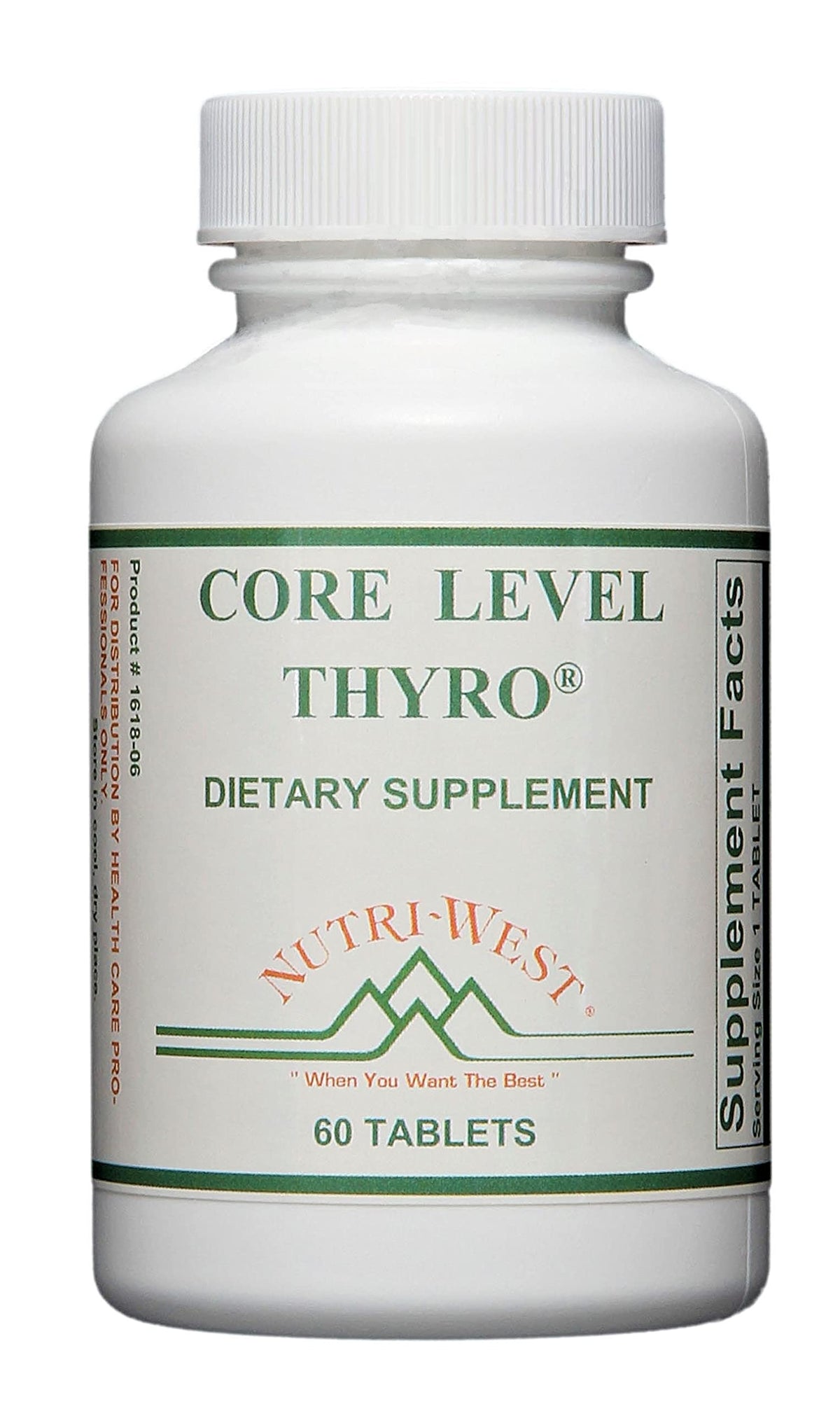 Nutri-West Core Level Thyro bottle shot for convenient daily thyroid support.