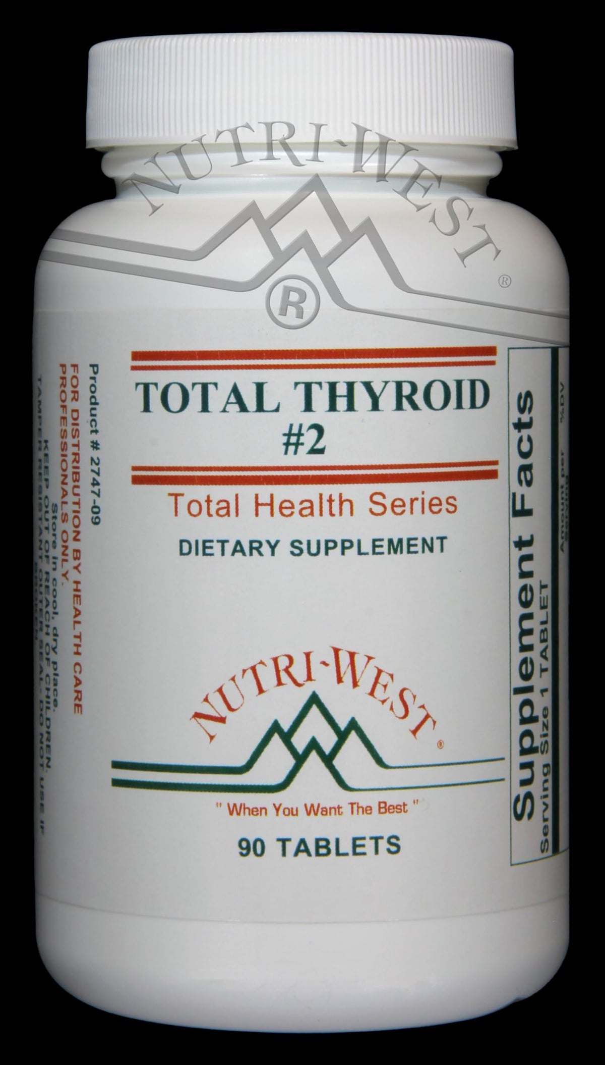 Nutri-West Total Thyroid 2 bottle for convenient daily thyroid-support tablets.