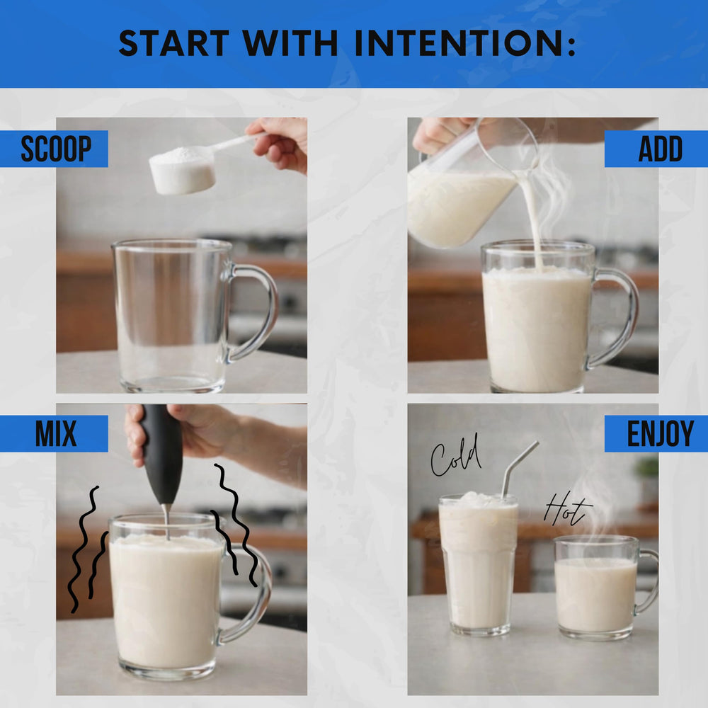 Prepared NutriBreakfast shake in glass ready-to-drink.