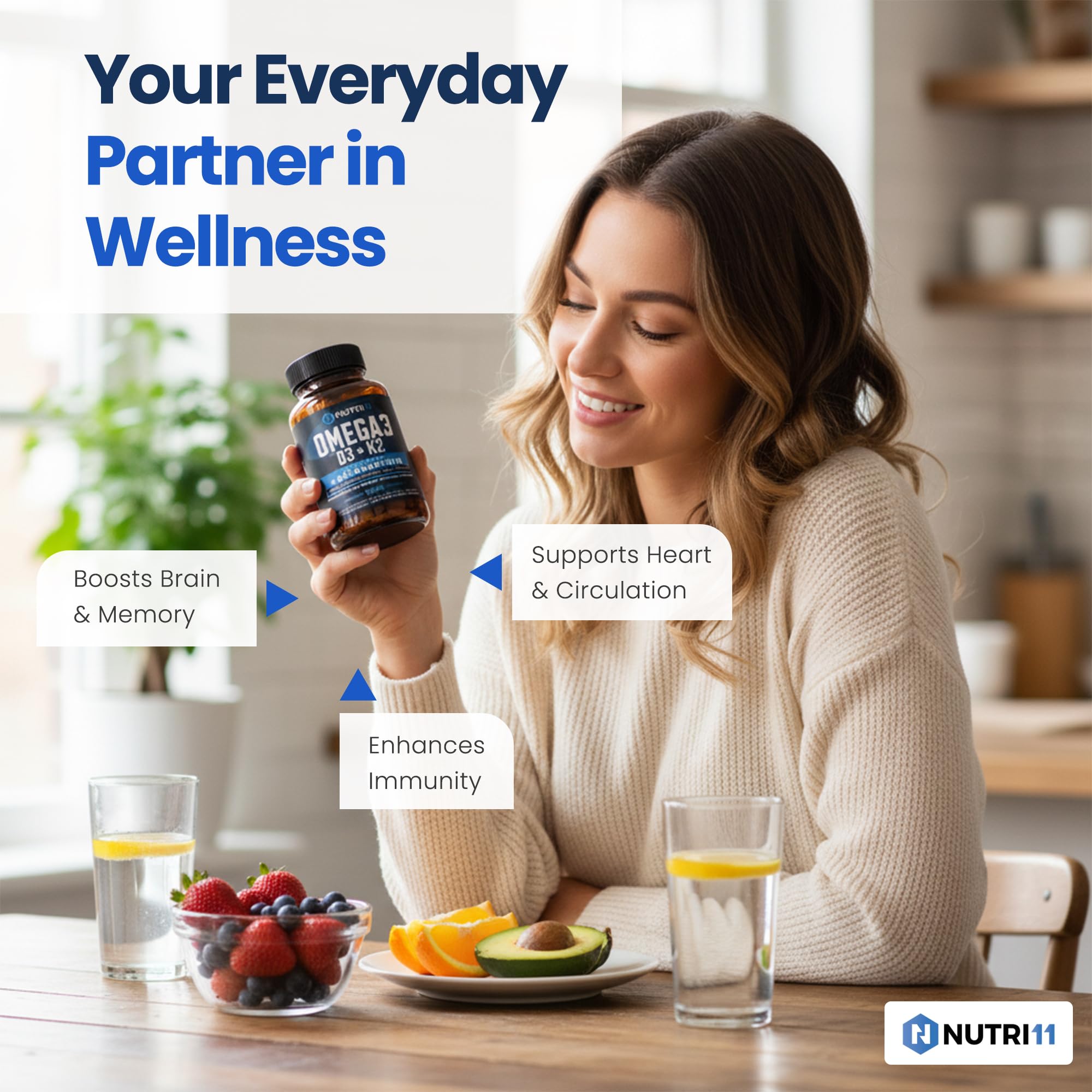 Nutri11 premium packaging box prompts convenient daily supplementation.