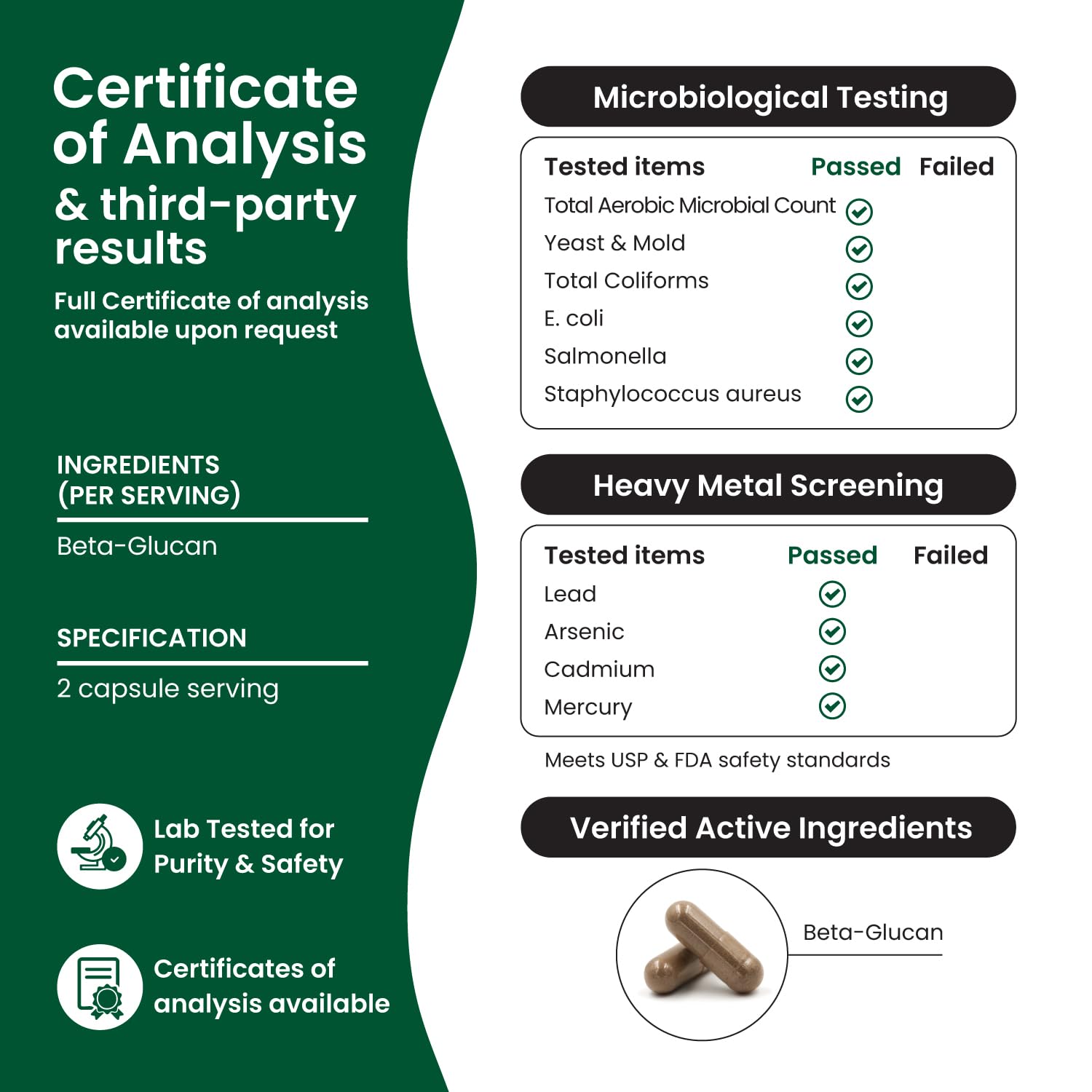 Nutriana Beta Glucan vegan and gluten-free certification visible