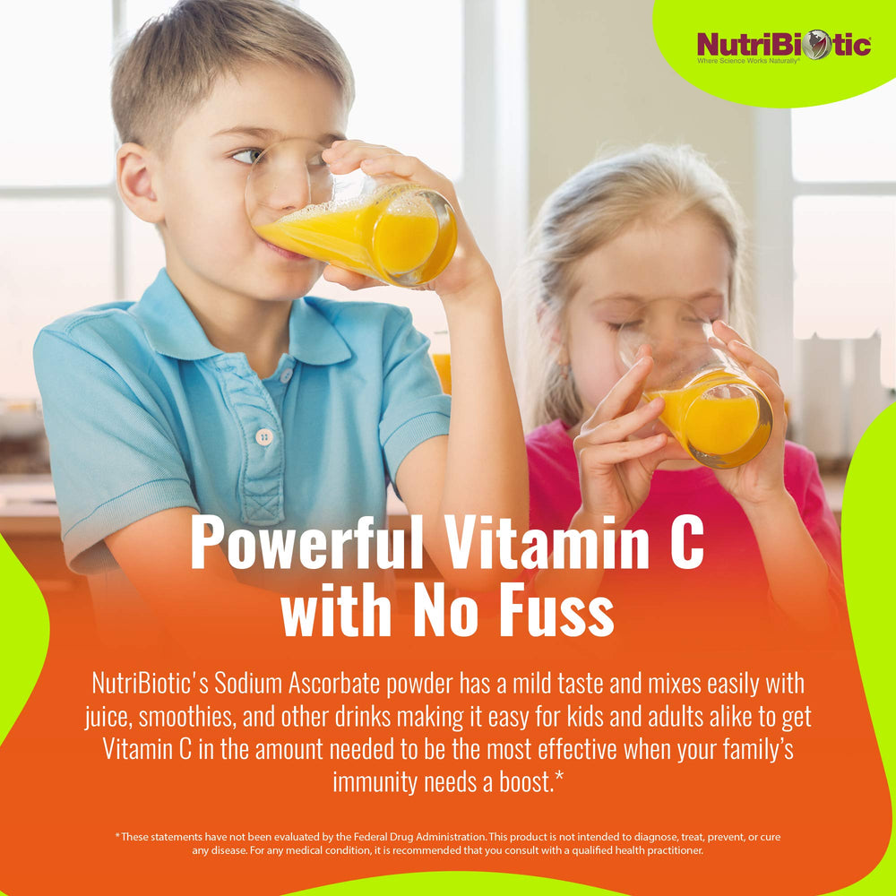 NutriBiotic sodium ascorbate powder showcases kid-friendly taste and texture.