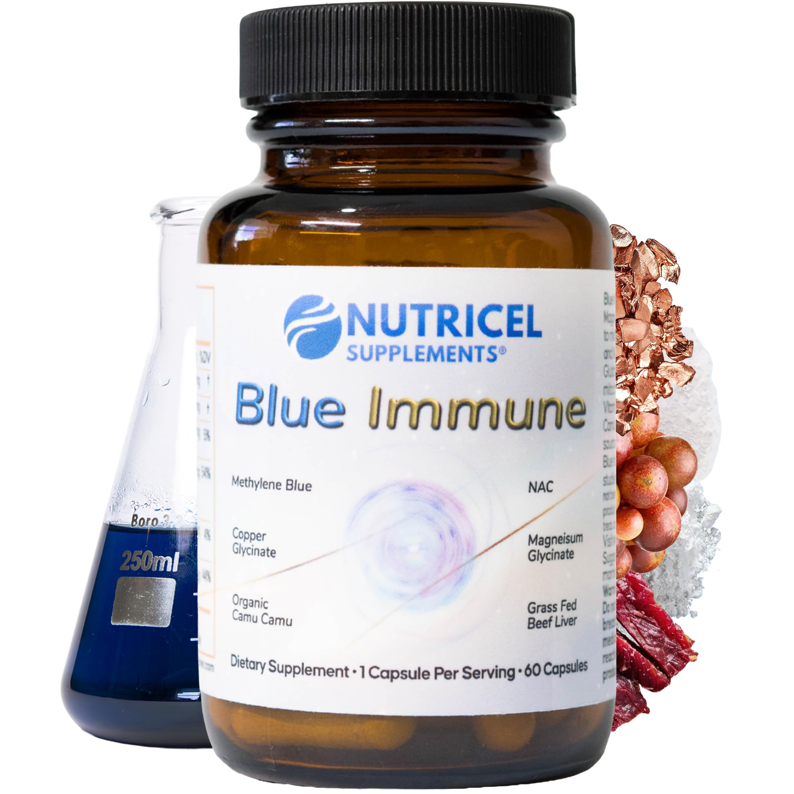 Nutricel Blue Immune bottle with capsules for easy daily dosing
