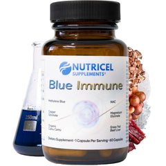Nutricel Blue Immune bottle with capsules for easy daily dosing