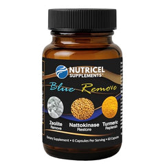 Nutricel Blue Remove capsules close-up highlighting uniform vegetarian capsules.
