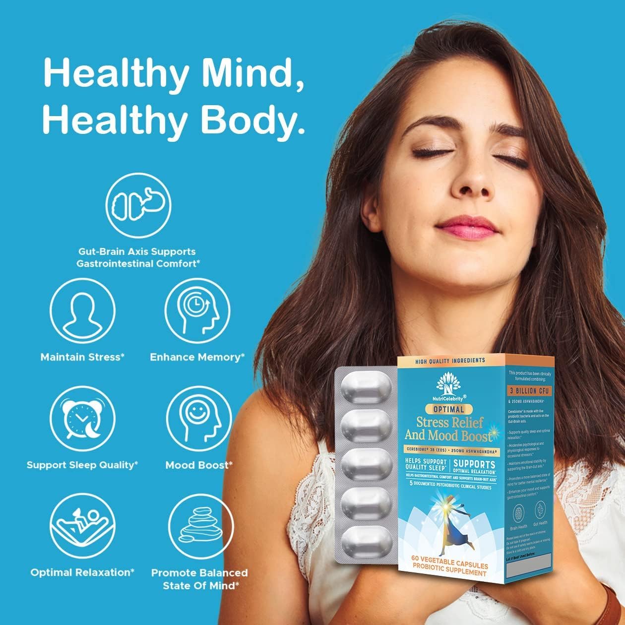 Nutricelebrity Mood-support capsule bottle: daily resilience and focus potential
