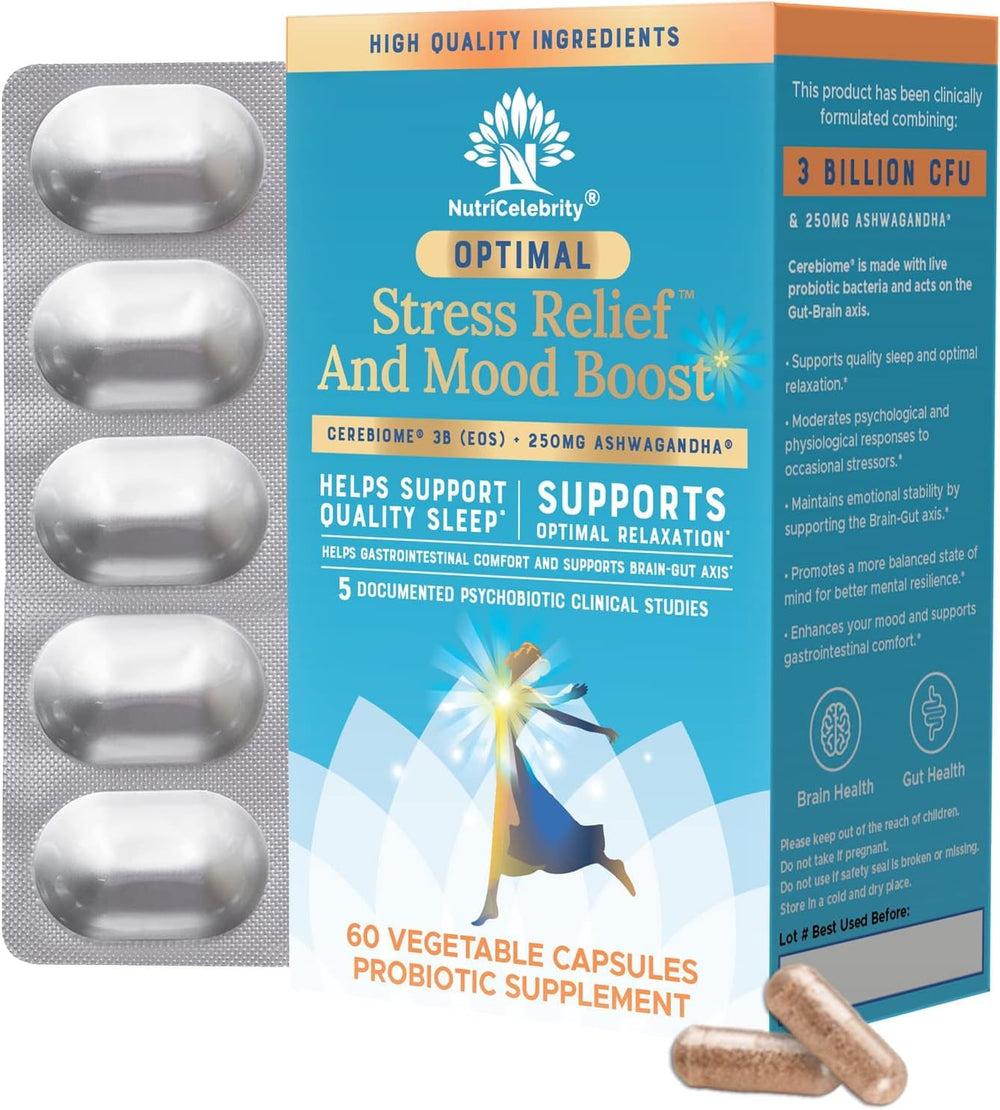 Nutricelebrity Optimal Stress bottle: capsules ready for daily mood support and calm moments