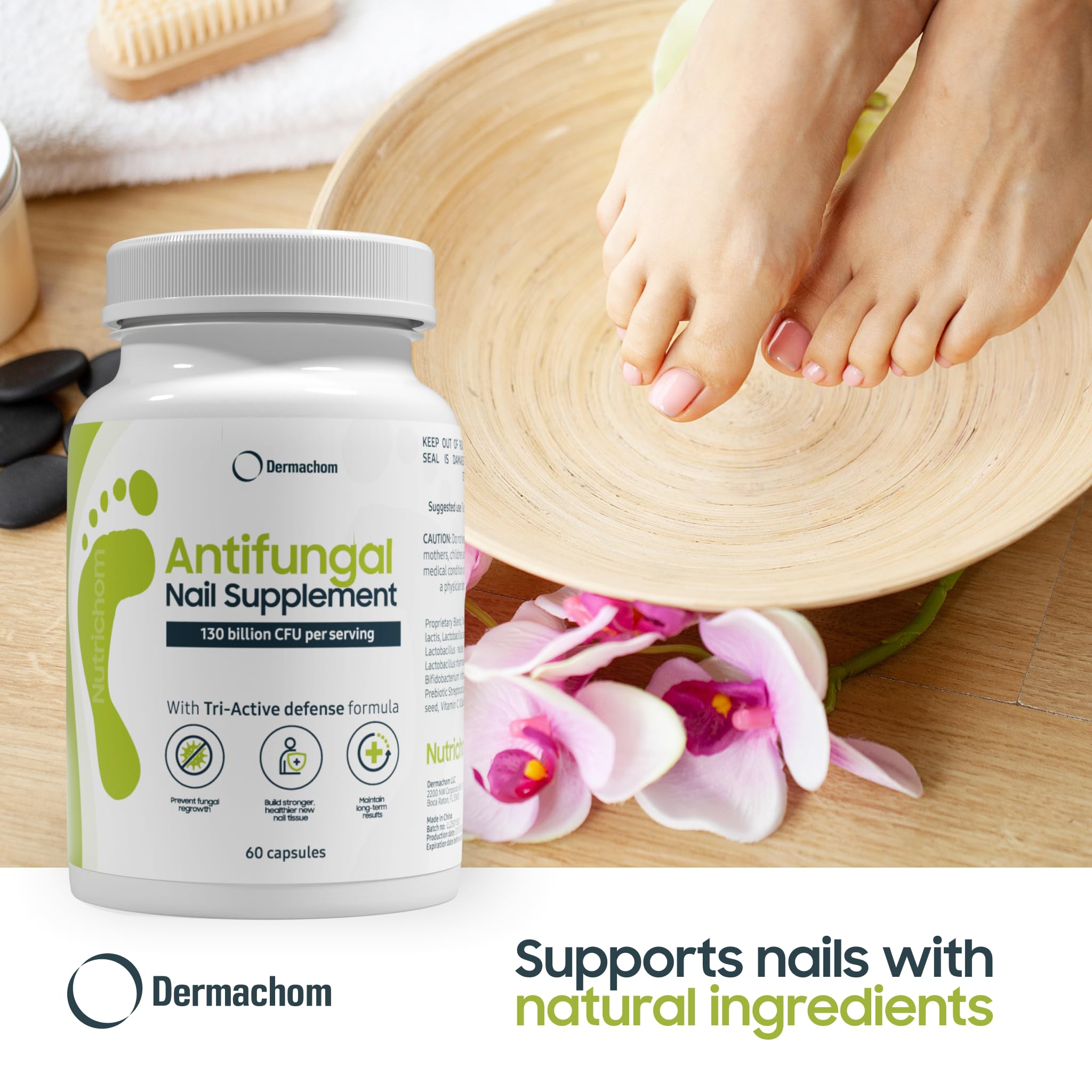 Nutrichom garlic extract capsule for internal nourishment aiding nails.