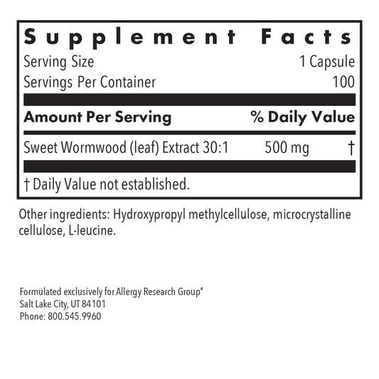 Nutricology Artemisia label highlights concentrated 30:1 extract potency