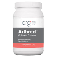 Nutricology Arthred hydrolyzed collagen scoop highlights easy absorption and convenient dosing.