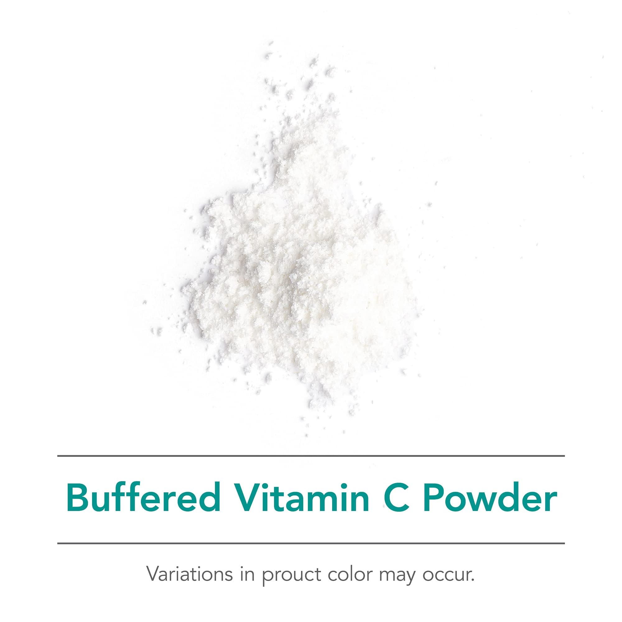 Nutricology Vitamin C powder jar with spoon ready for mixing