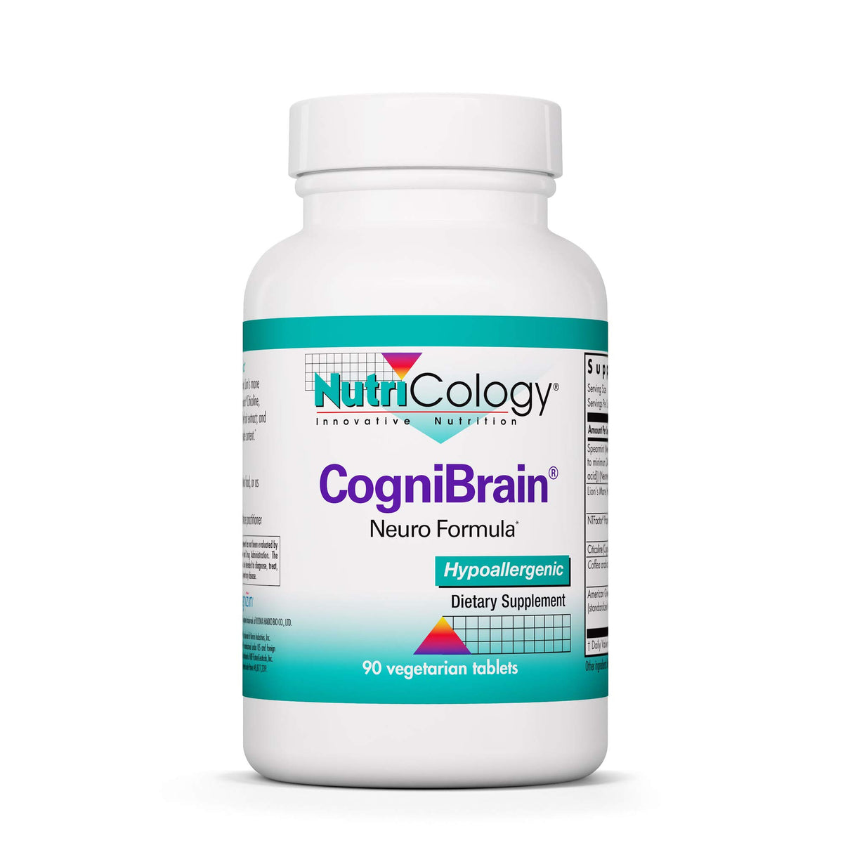 Nutricology Cognibrain bottle packshot highlighting vegetarian brain-boost formula