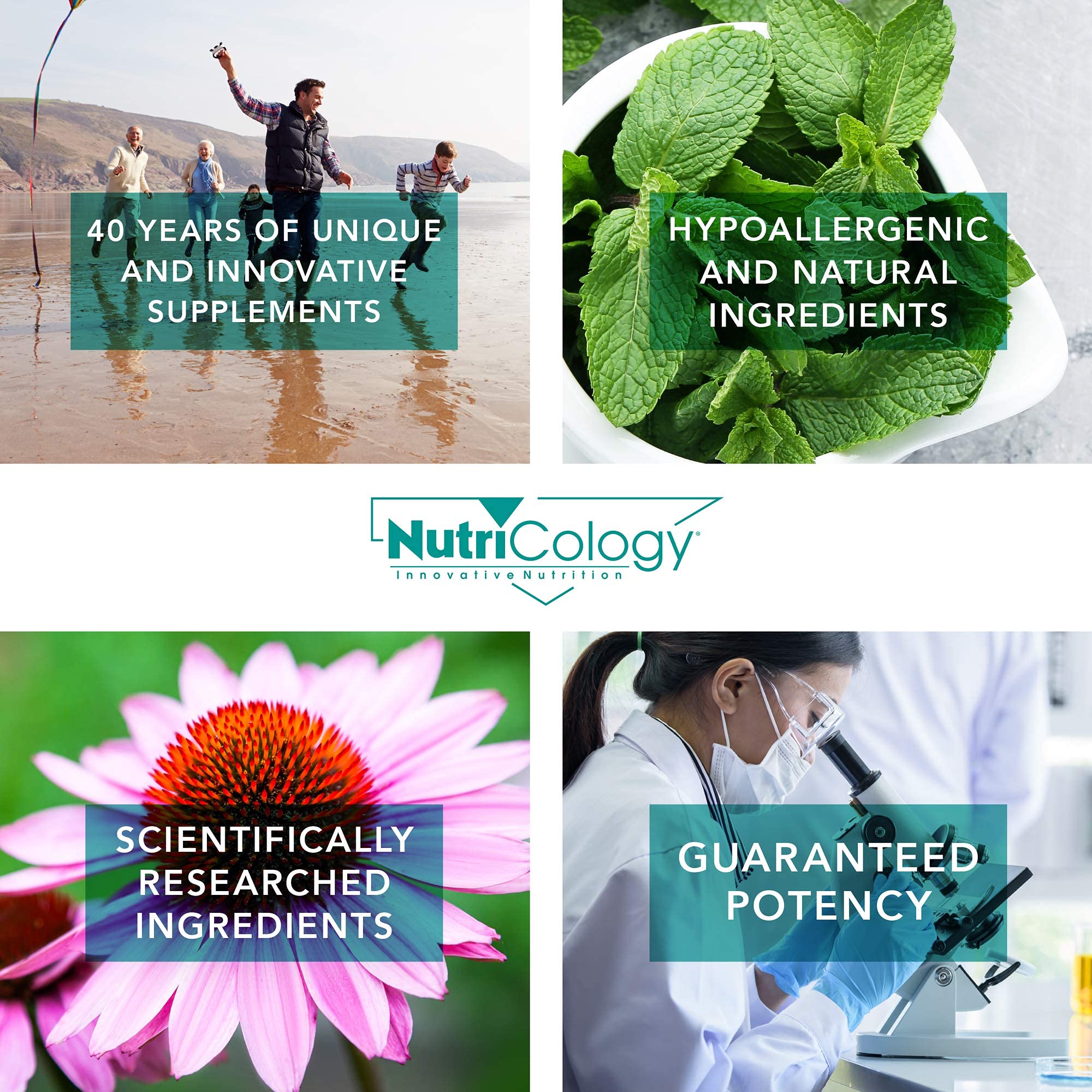 Nutricology hypoallergenic heritage badge highlights 1979 origin.