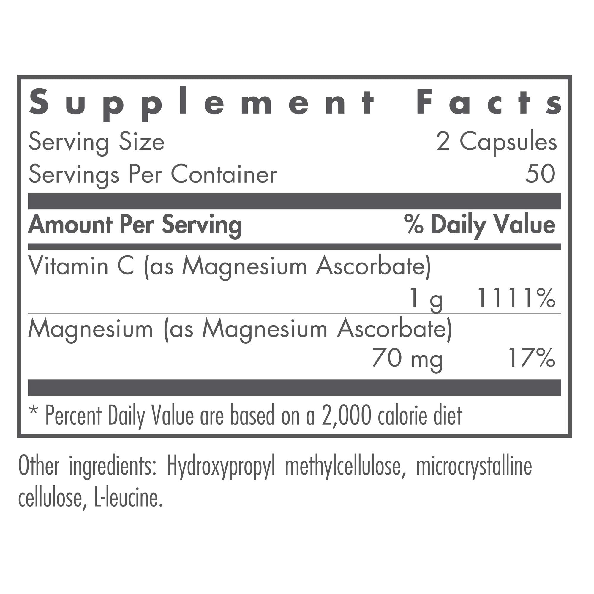 NutriCology magnesium ascorbate label close-up highlighting non-acidic vitamin C.