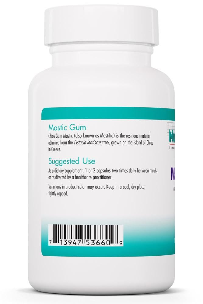 NutriCology mastic gum capsules closeup for convenient vegetarian capsules