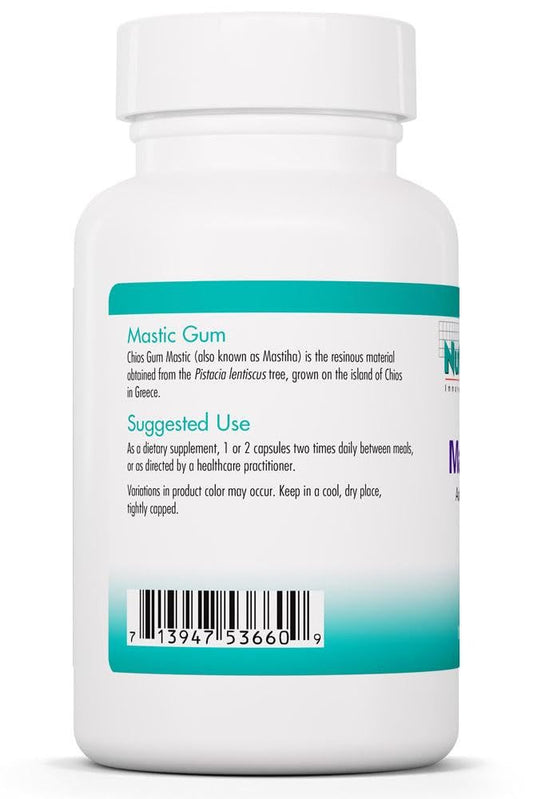 NutriCology mastic gum capsules closeup for convenient vegetarian capsules