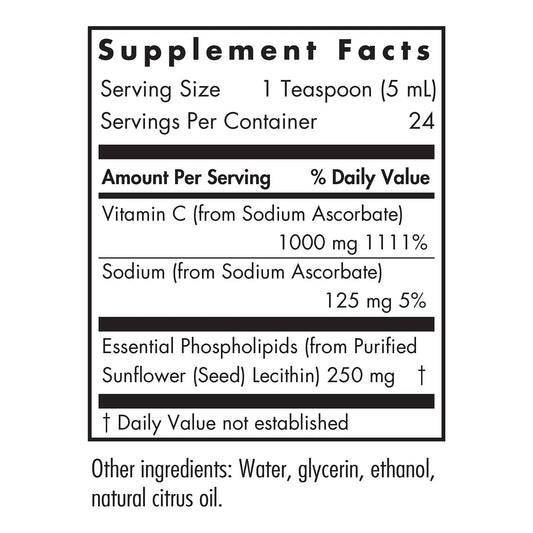 Pourable liquid vitamin C for flexible daily dosing with Nutricology.