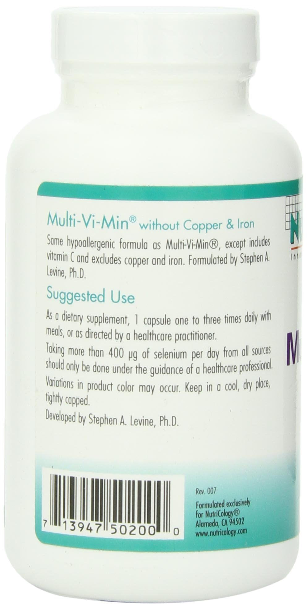 Nutricology Multi-Vi-Min capsules close-up highlighting active nutrient forms