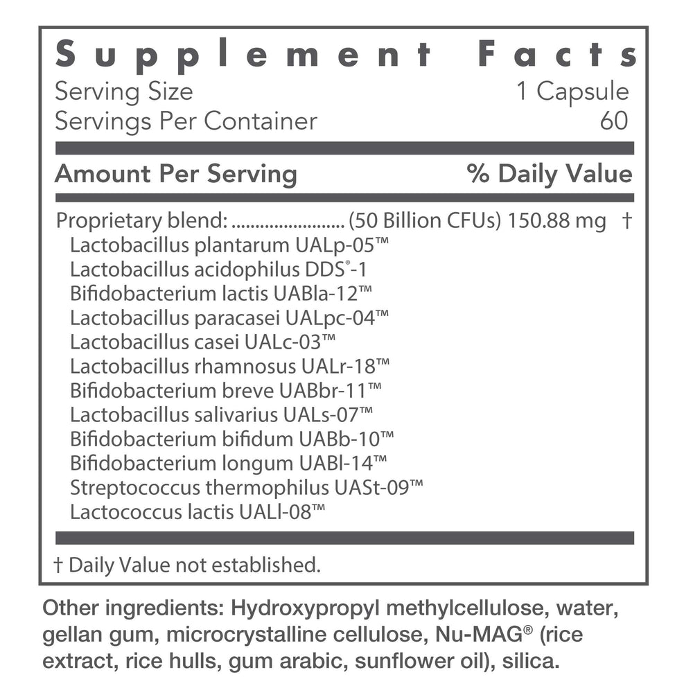 Nutricology Restore-Biotic Complete capsules-closeup shows vegetarian capsules for convenient daily intake.