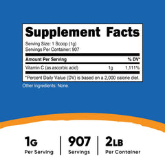 Nutricost vitamin C powder with scoop for easy dosing
