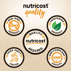 Nutricost barley grass juice powder container displayed for convenient daily use.