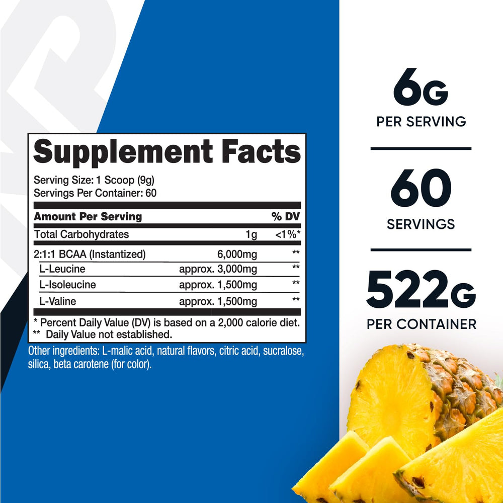 Nutricost BCAA Pineapple scoop showing serving size for easy dosing
