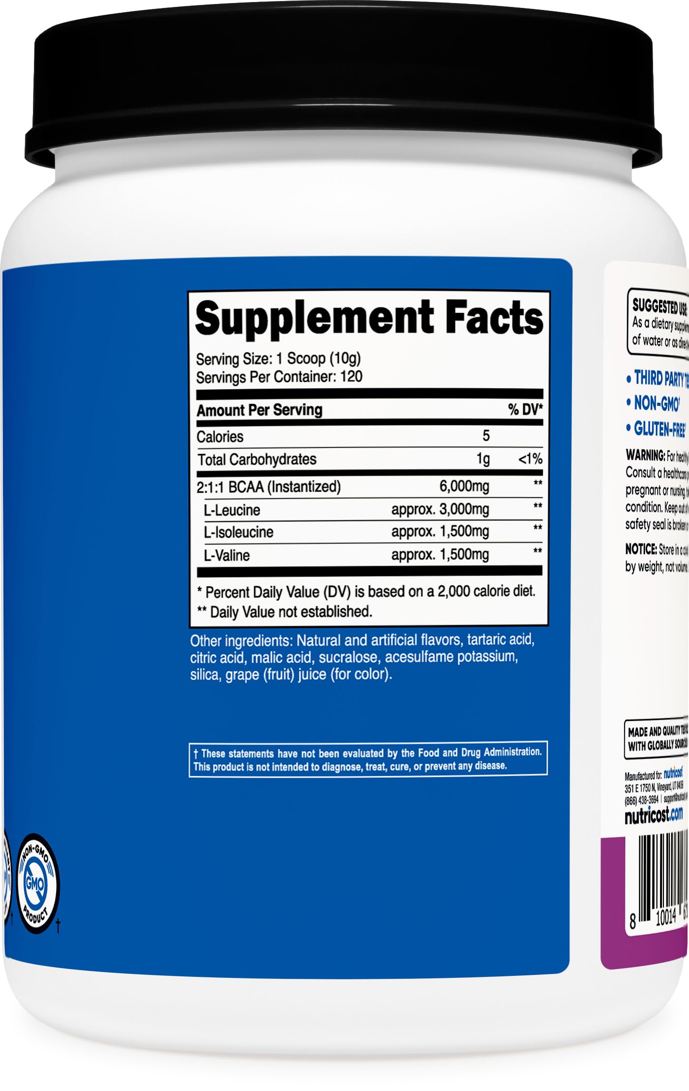 Nutricost BCAA grape cup suggests a refreshing pre or post-workout option.