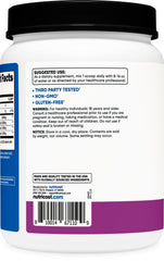 Nutricost BCAA grape label close-up displays vegetarian, gluten-free features.