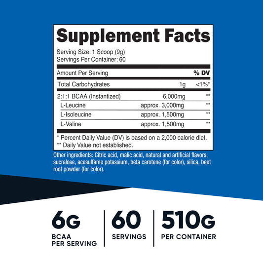 Nutricost BCAA Powder Orange Mango scoop included for easy serving after training.