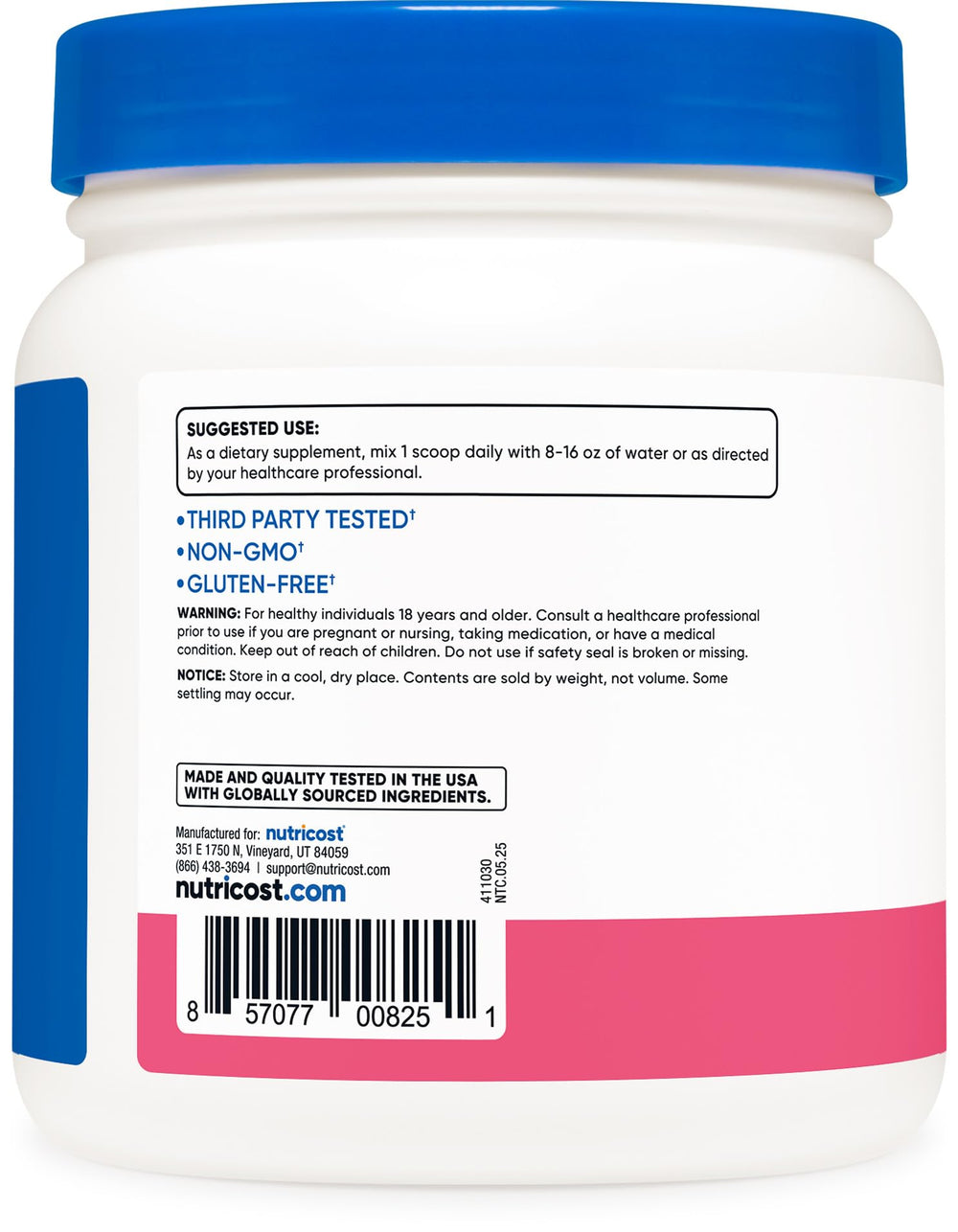 Nutricost BCAA powder prepared for a pre-workout mix.