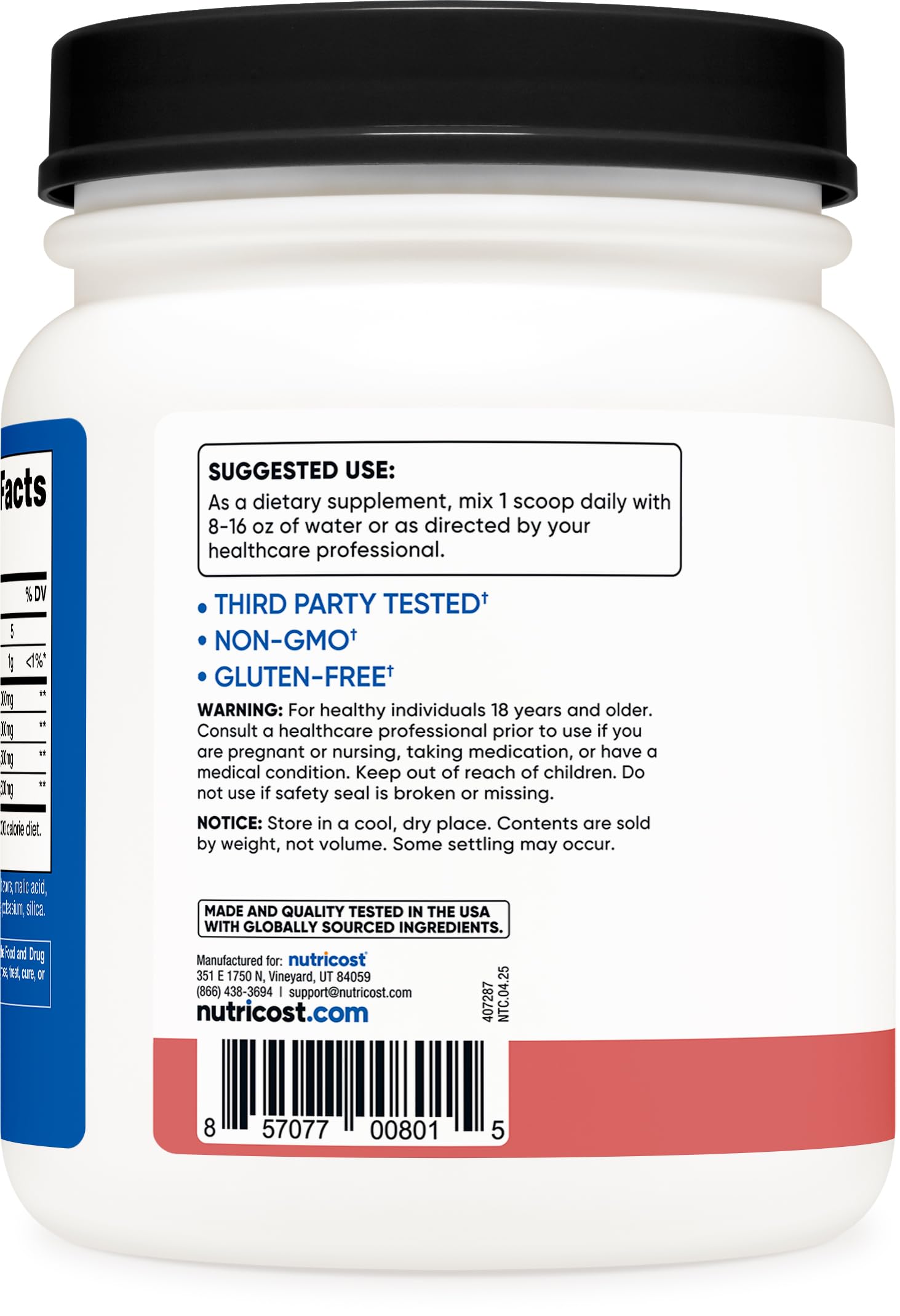 Nutricost BCAA Raspberry Lemonade glass mix preparing a refreshing post-workout drink.