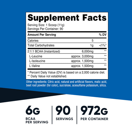 Nutricost BCAA Powder Raspberry Lemonade scoop showing precise serving measurement.